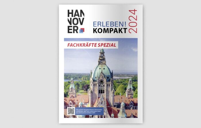 Hannover hat für Fachkräfte viel zu bieten. Mit der Broschüre „Hannover erleben! 2024 KOMPAKT FACHKRÄFTE SPEZIAL“ schaffen wir Unternehmen eine Plattform, auf der sie sich als spannende Arbeitgeber präsentieren können. Redaktionell geht es um die Standortvorteile, die Lebensqualität, die Innovation und die Einmaligkeit des Standortes Hannover.